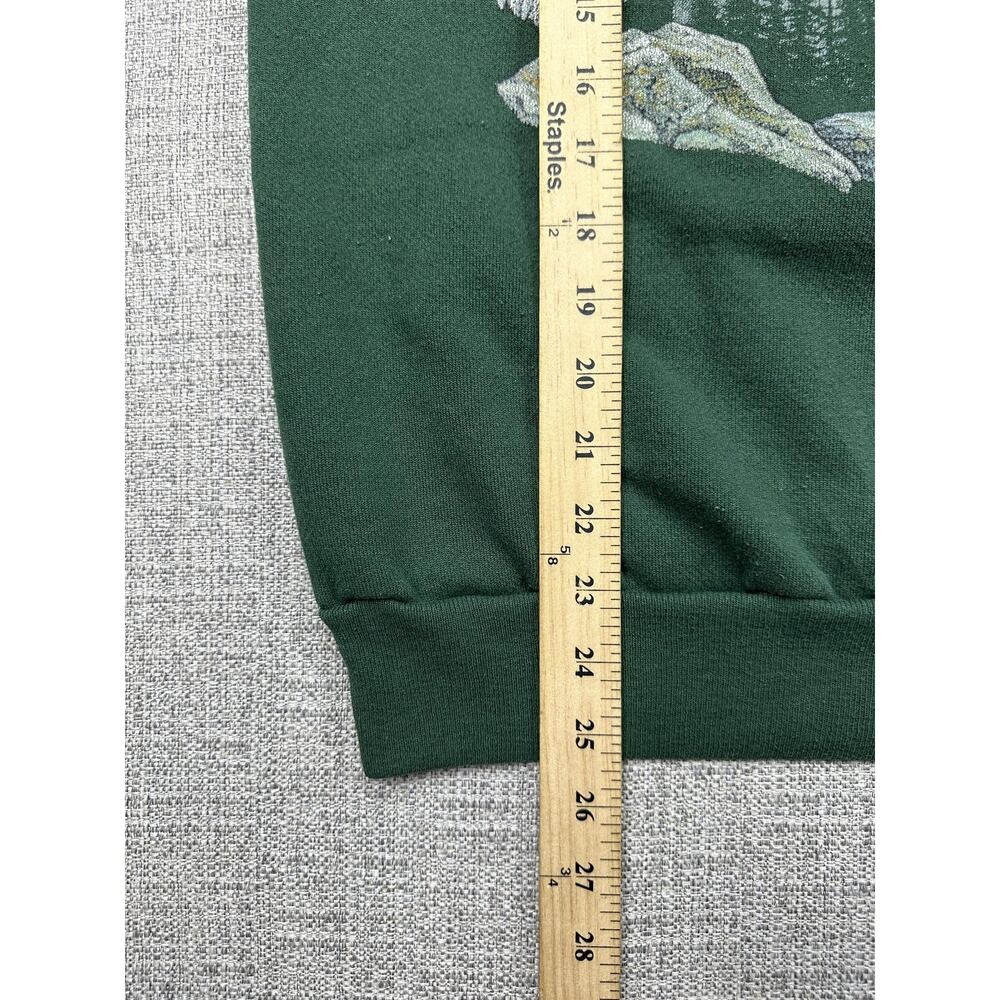 Vintage Cougar Wildlife Sweatshirt Adult XL Green Tultex Pullover Made USA 90s - Picture 5 of 14